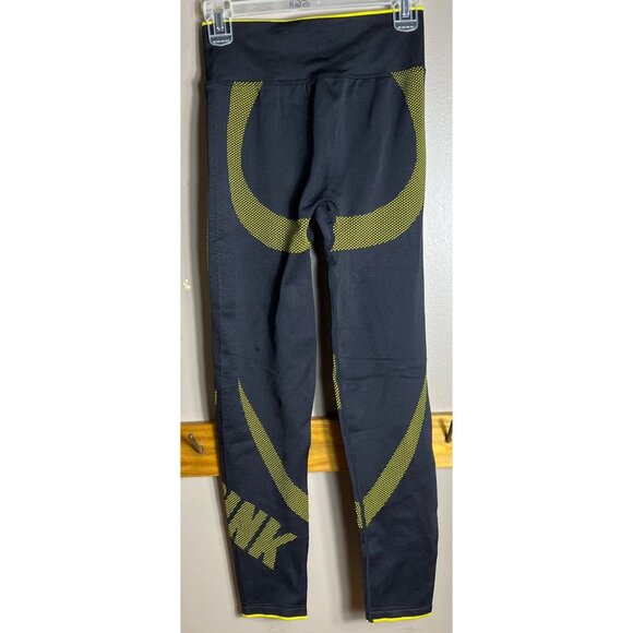 Victorias Secret Pink Active Legging Black Yellow Compression Activewear Women M - Picture 2 of 7